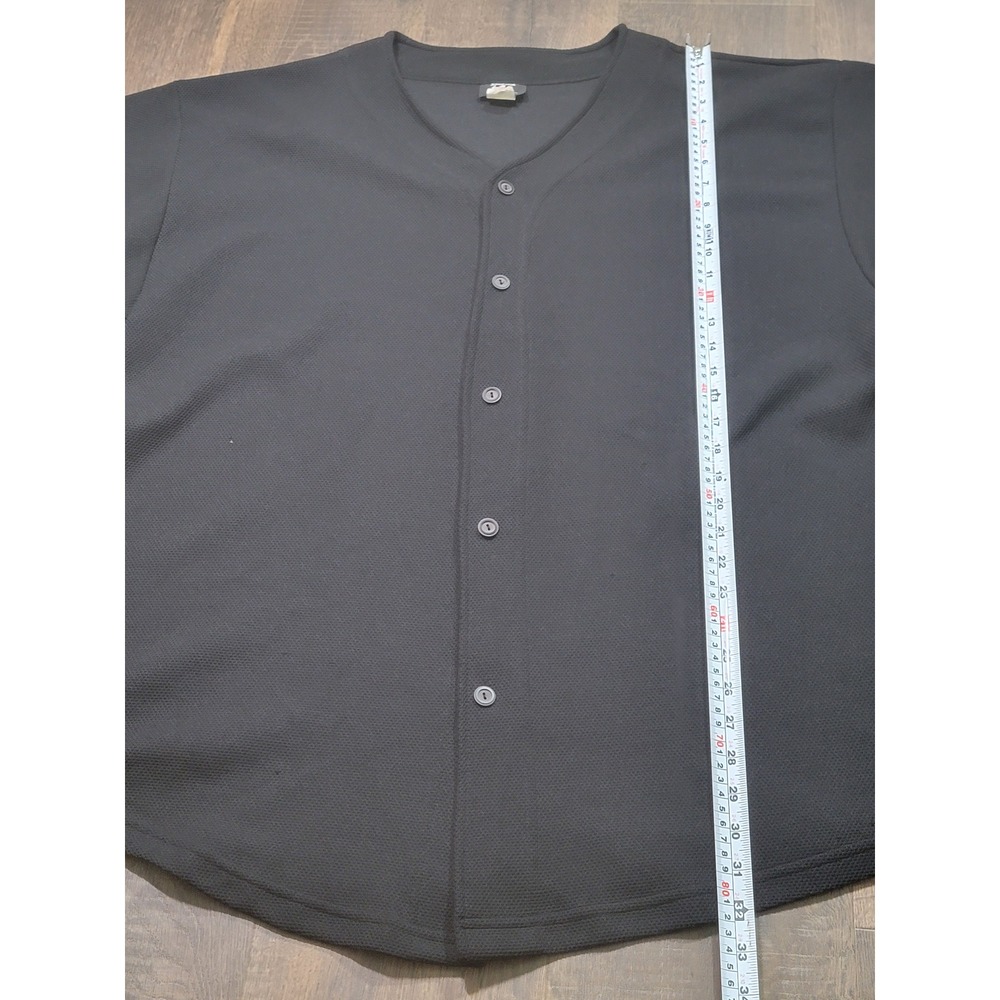 Shekinah Mens 3XL Black Baseball Jersey Mesh Button Up Made in USA Solid Blank